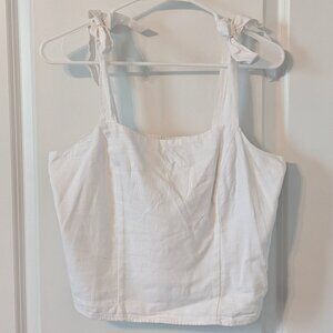 Old Navy White Linen Blend Tie Strap Tank Top - Size Medium